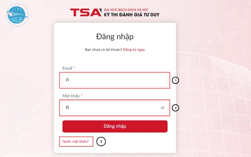 Trường hợp quên mật khẩu tài khoản thi