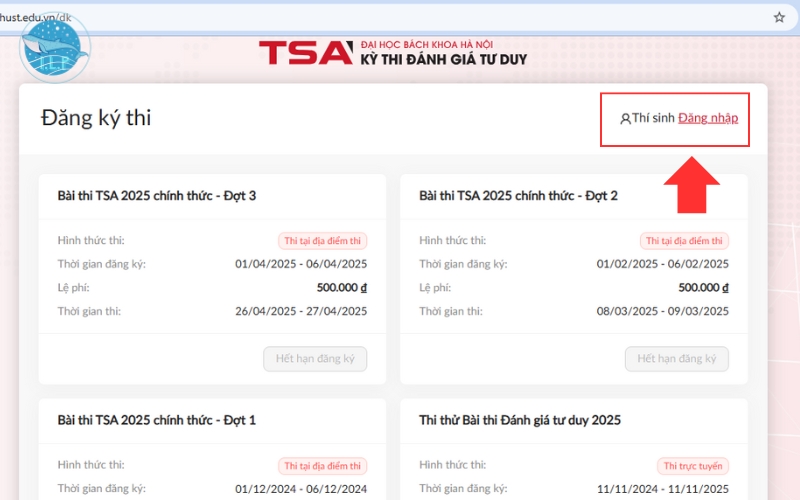 Truy cập và đăng nhập hệ thống thi trực tuyến